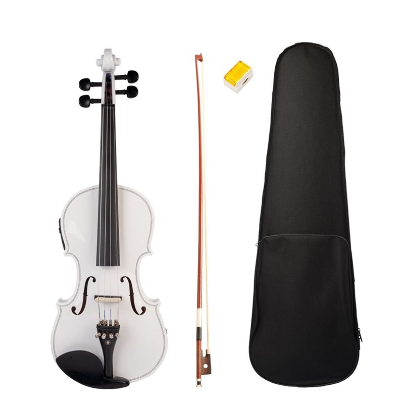 4-String White Acoustic Violin 4/4 Full-Size Violin Solid Wood Body Ebony Accessories High Quality Violin