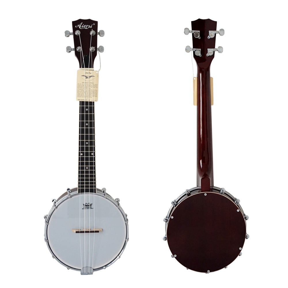 China Aiersi Brand Hot Sale Concert Tenor Banjo Musical Instrument Ukulele With Mahogany Resonator Cover