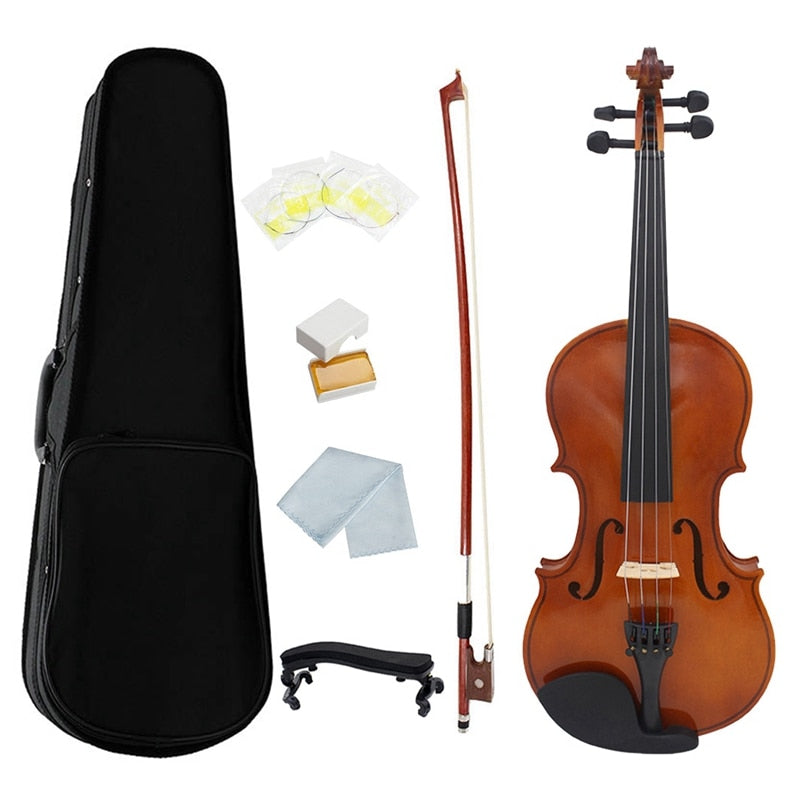 1/2 Violin Natural Acoustic Solid Wood Spruce Flame Maple Veneer Violin Fiddle with Case Rosin Bow Strings Shoulder Rest
