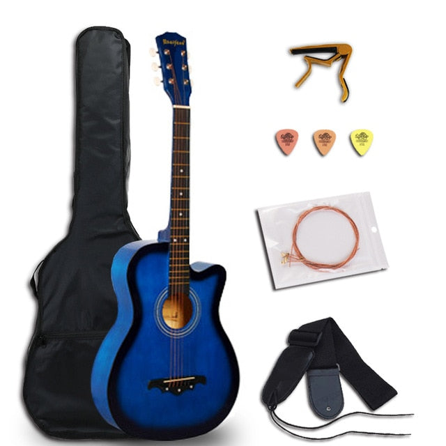 38/41 inch Acoustic Guitar for Beginners Guitar Sets with Capo Picks 6 Strings Guitar Basswood  Musical Instruments AGT166