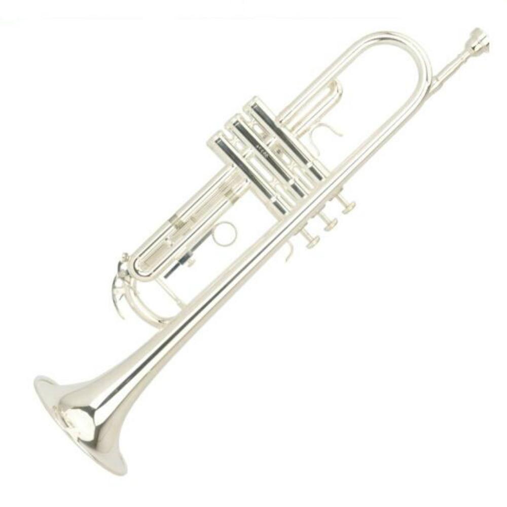 MARGEWATE Bb Trumpet MTR-H7 Brass Silver Planted Entry Level B Flat Trumpet Musical Instrument with Case