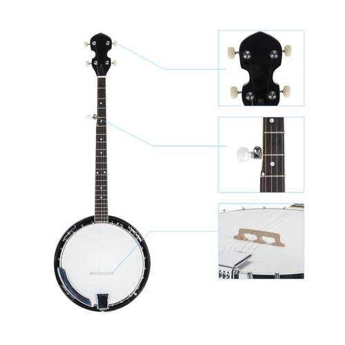 Top Grade Exquisite Professional Wood Metal 5-string Banjo White  Wood Color solid metal wood beginners Musical instrument