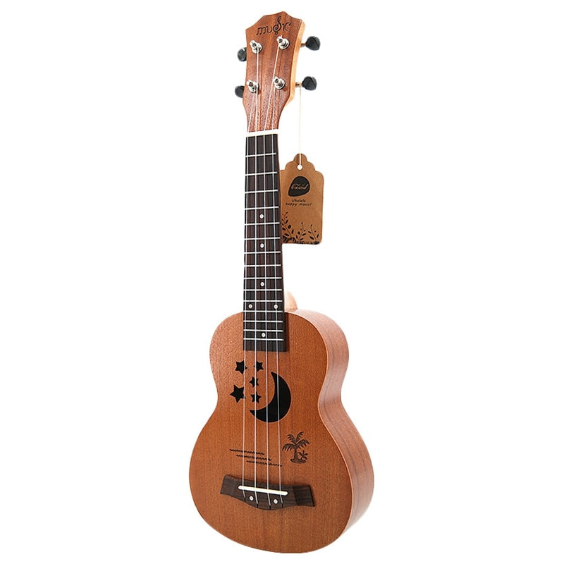 Soprano Ukulele 21 inch Sapele Star Pattern Ukulele 4 Nylon Strings Hawaii Mini Guitar Uke Fingerboard Rosewood Ukelele Music