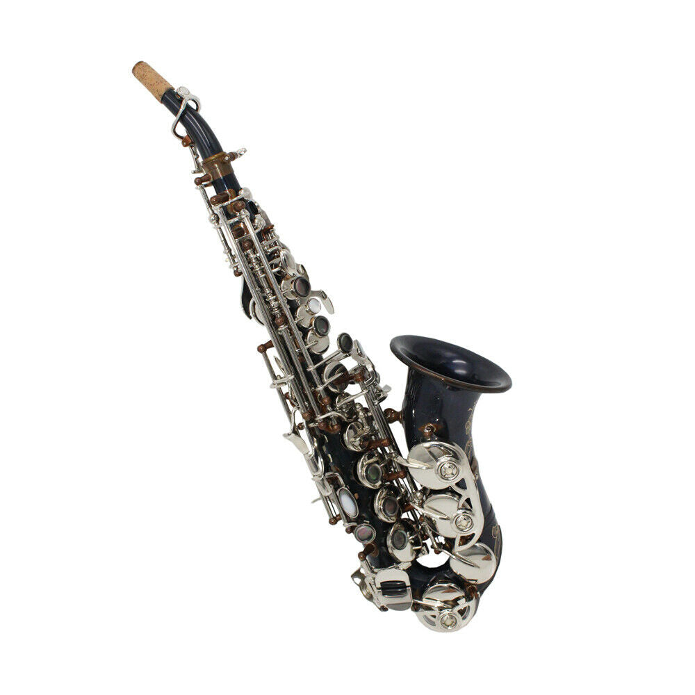 Pro Eastern Music sky blue curved soprano saxophone with engraving German copper