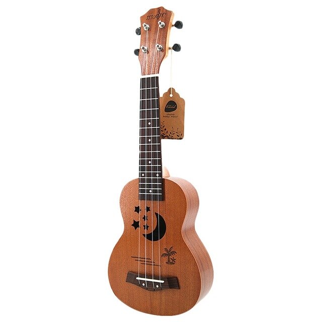 Soprano Ukulele 21 inch Sapele Star Pattern Ukulele 4 Nylon Strings Hawaii Mini Guitar Uke Fingerboard Rosewood Ukelele Music In
