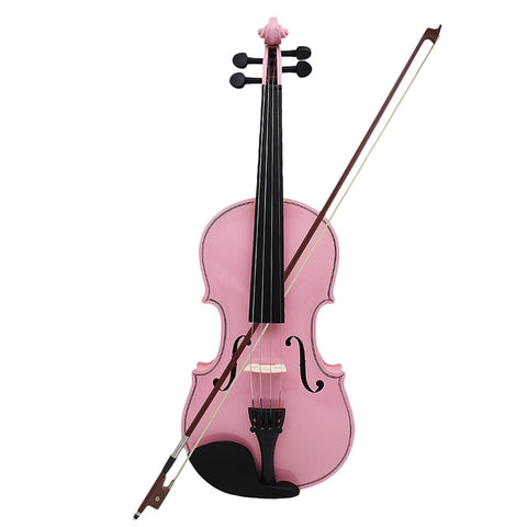 NEW-4/4 Full Size Pink Acoustic Violin Fiddle Craft Violino with Case Bow Rosin Violin for Beginner