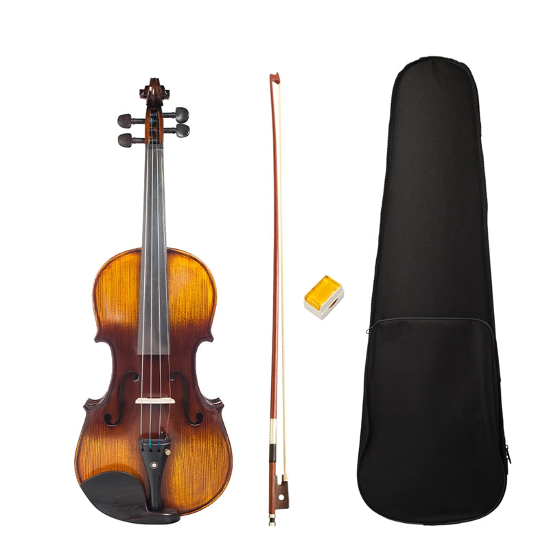 4/4 Full Size Acoustic Violin with Case + Bow + Rosin Suitable for Large Student Violin Brown Violin