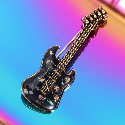 Elegant Brooch Simulated-pearl Rhinestone Violin Shape Enamel Pin Lapel Pins Clothes Accessories Fashion Jewelry Gifts for Women