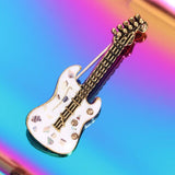 Elegant Brooch Simulated-pearl Rhinestone Violin Shape Enamel Pin Lapel Pins Clothes Accessories Fashion Jewelry Gifts for Women