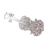 Elegant Brooch Simulated-pearl Rhinestone Violin Shape Enamel Pin Lapel Pins Clothes Accessories Fashion Jewelry Gifts for Women
