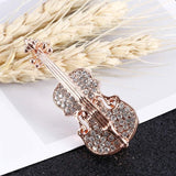 Elegant Brooch Simulated-pearl Rhinestone Violin Shape Enamel Pin Lapel Pins Clothes Accessories Fashion Jewelry Gifts for Women
