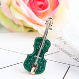 Elegant Brooch Simulated-pearl Rhinestone Violin Shape Enamel Pin Lapel Pins Clothes Accessories Fashion Jewelry Gifts for Women