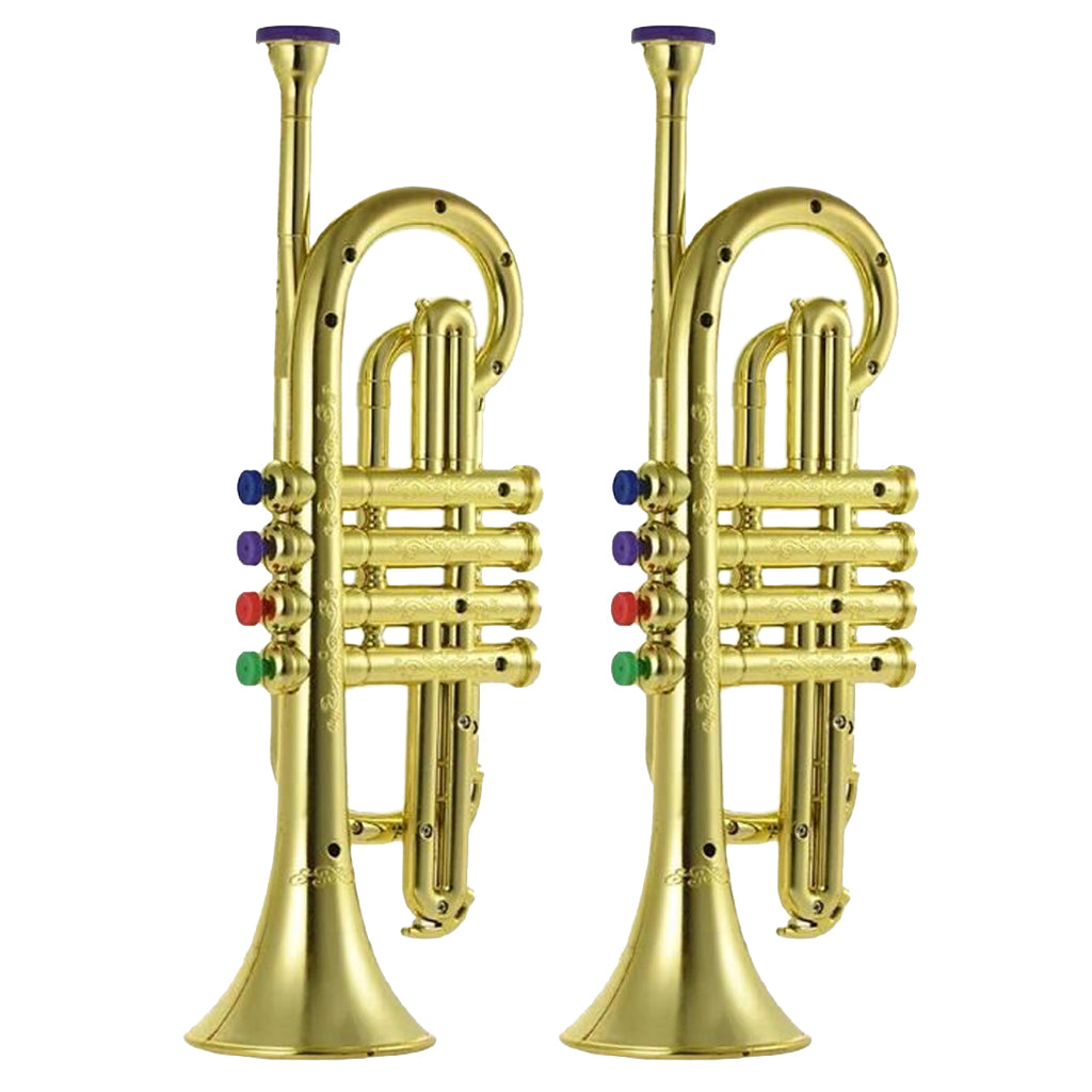 2pcs Trumpet Horn With 3 Colored Buttons Musical Wind Instruments For Kids
