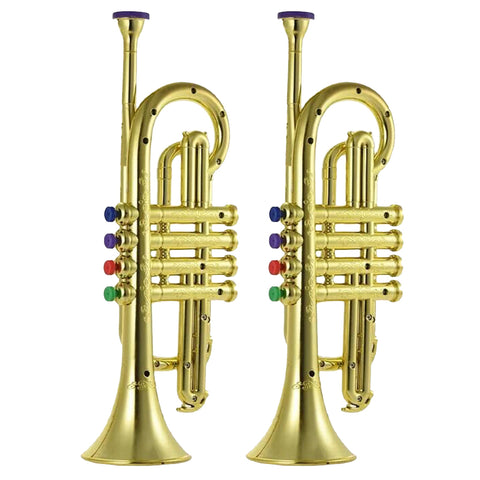 2pcs Trumpet Horn With 3 Colored Buttons Musical Wind Instruments For Kids