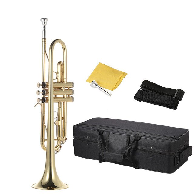 Gold Trumpet Bb B Flat Brass Exquisite Durable Musical Instrument with Mouthpiece