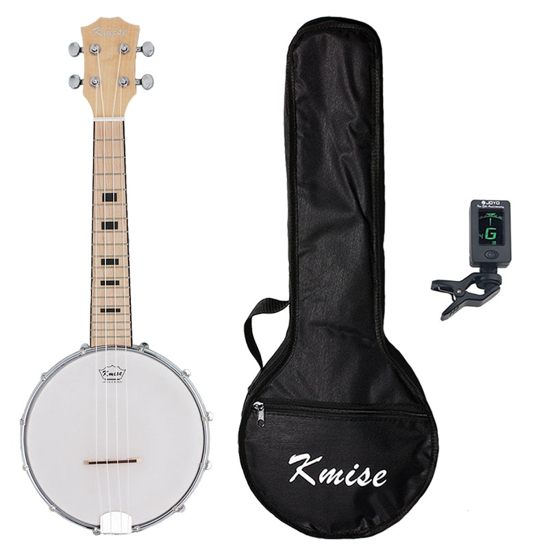 Kmise Banjo Ukulele 4 String Ukelele Uke Concert 23 Inch Size Maple with Bag Tuner